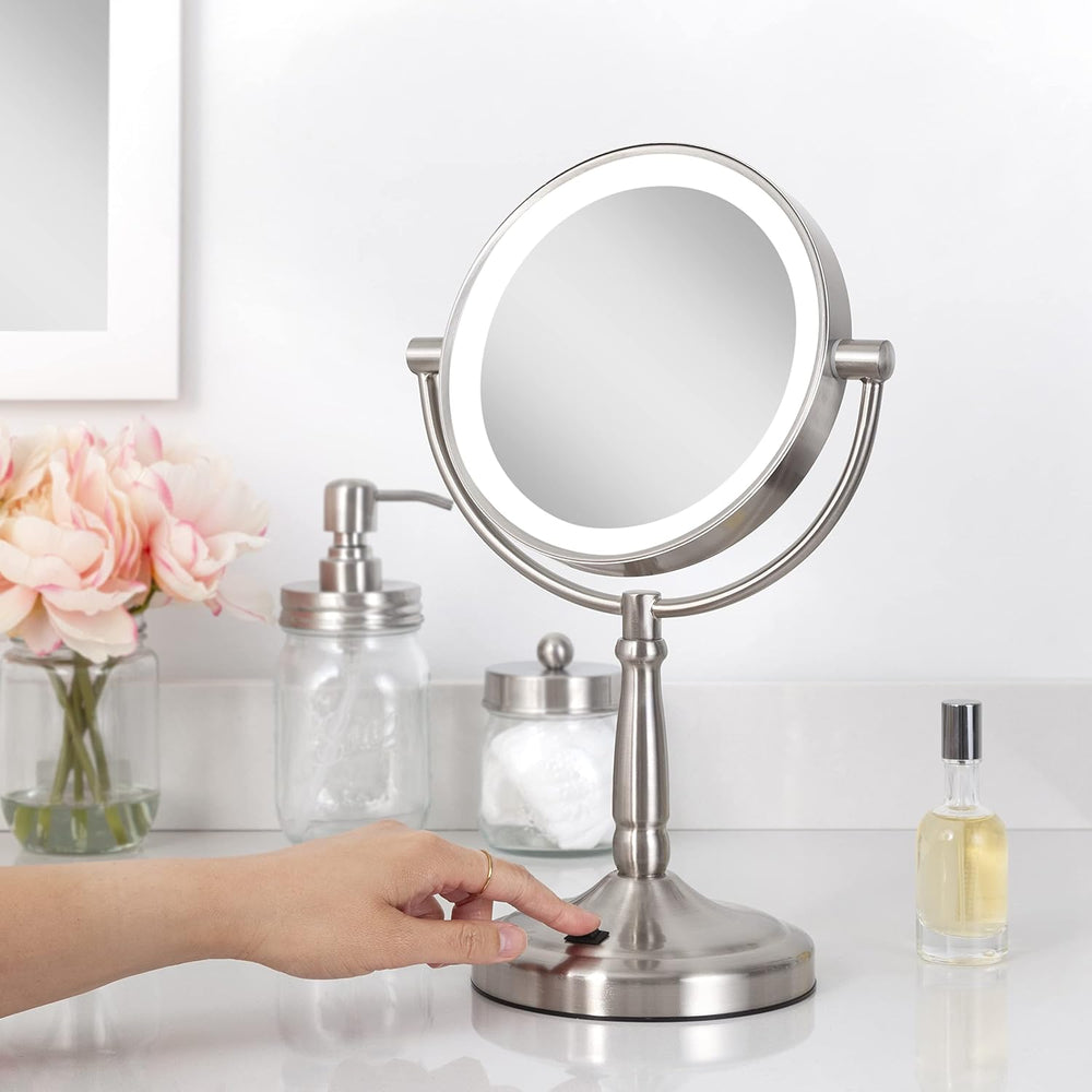 Zadro 9" Round LED Makeup Mirror with Lights and Magnification 5&10X...