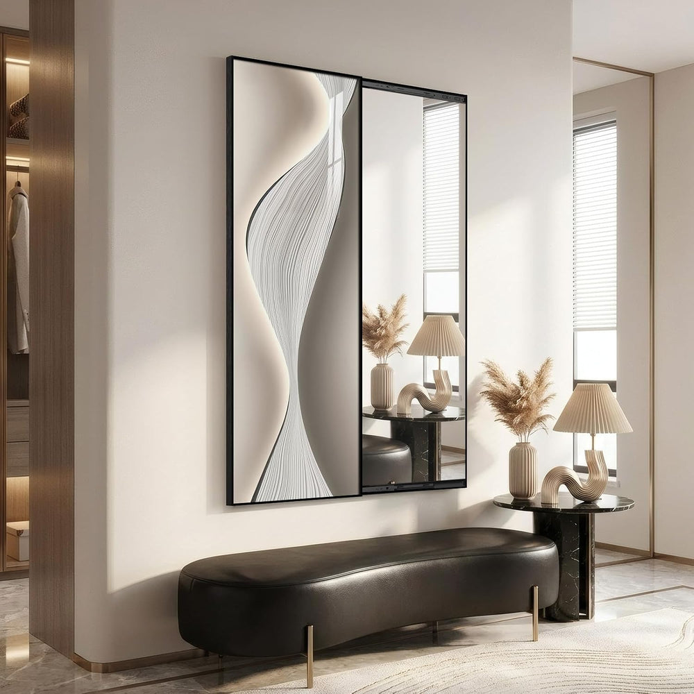 Framed Sliding Wall Mounted Full Length Mirror, Modern Full Body Mirror