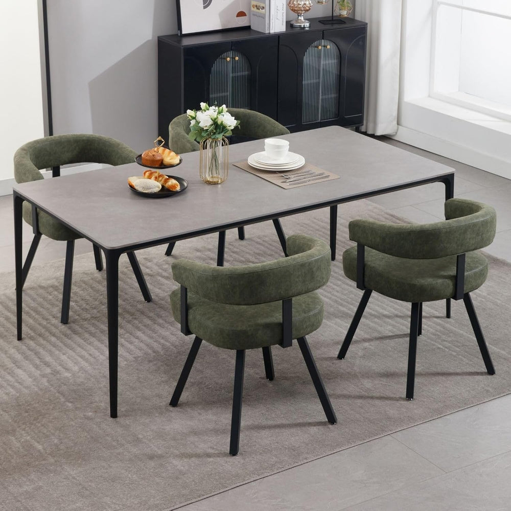 LukeAlon PU Leather Dining Chairs Set of 2, Upholstered Armchair with Padded ...