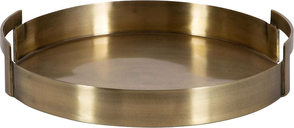Kate and Laurel Myo Transitional Metal Round Tray; 15 x 15; Brass; Modern Gla...
