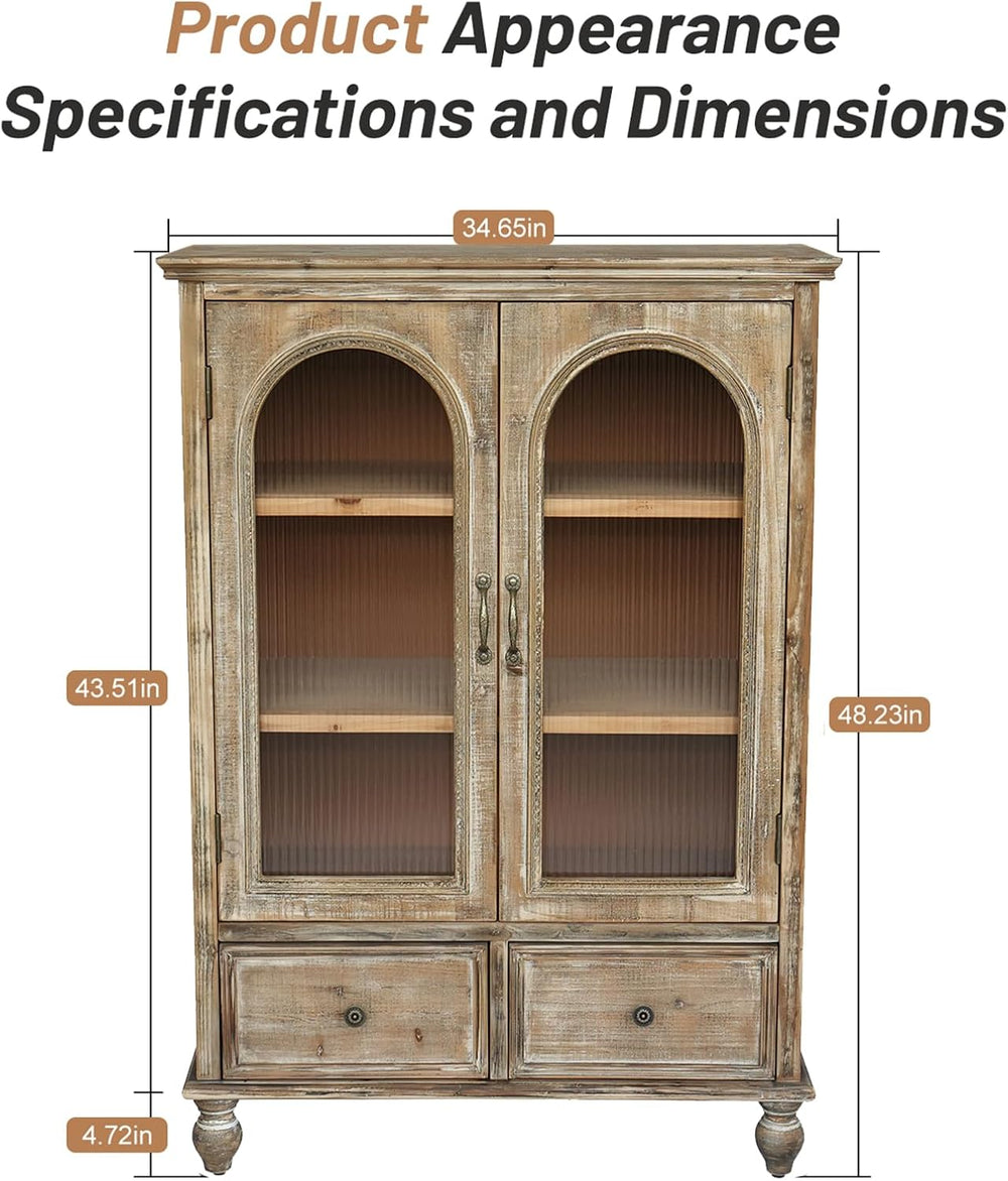 LKTART 48" Tall Solid Wood Sideboard Buffet Storage Cabinet with Drawers