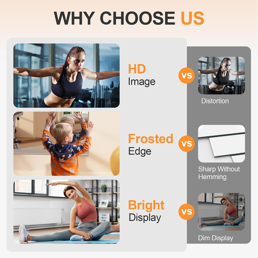 Hasipu Home Gym Mirror, 72"x36" Each, 1-Pack Frameless Wall Mounted...