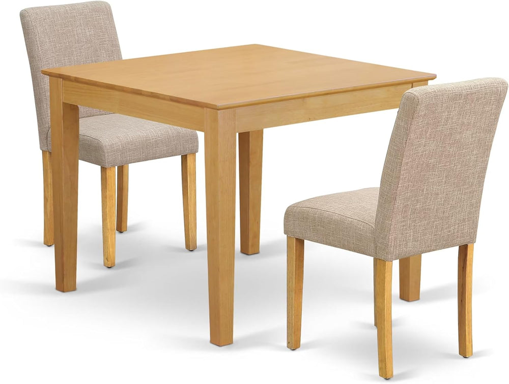 East West Furniture OXAB3-OAK-04 3 Piece Dining Table Set for Small Spaces Co...