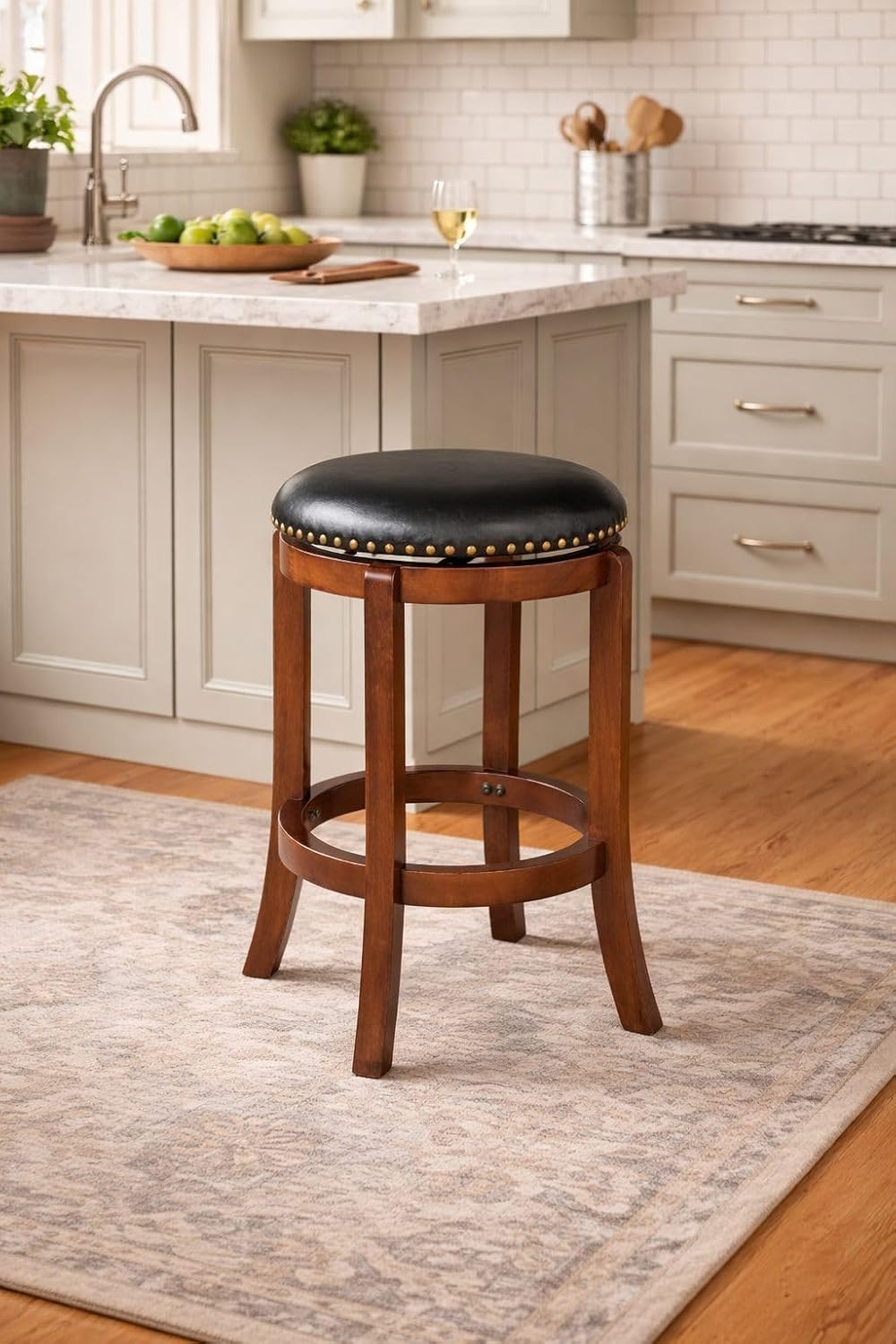 cordova swivel backless counter stool - mocha brown on a desk or shelf
