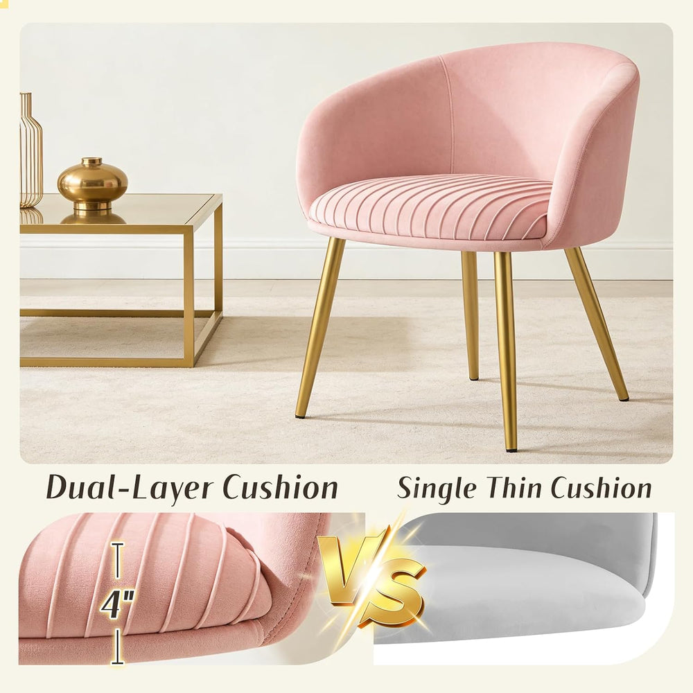 Accent Chairs Set of 2 Girls Desk Chair No Wheels Comfy for Makeup Vanity, 20...