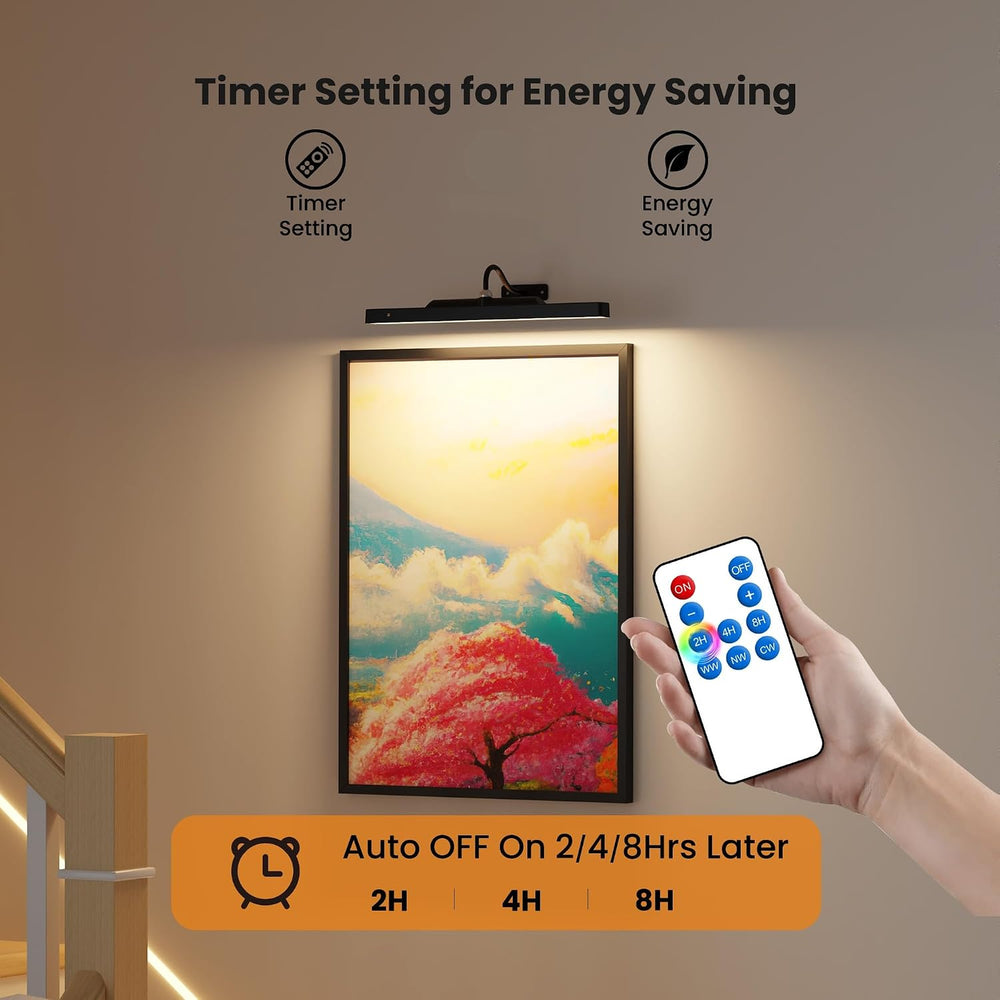 3Pack Picture Light Battery Operated, 16in Picture Light for Wall, 5000mAh Co...