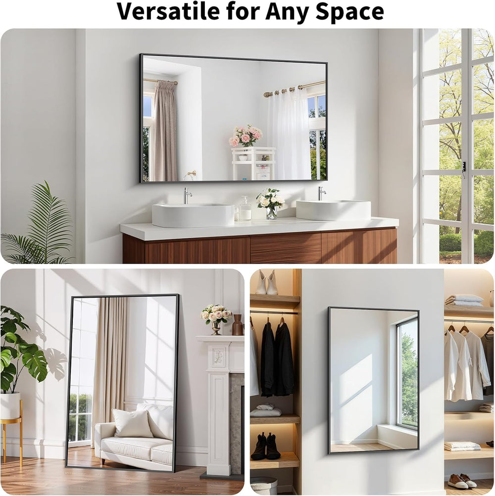 Koonmi Black Bathroom Mirror for Over Sink,Metal Framed 30"x48" Wal...