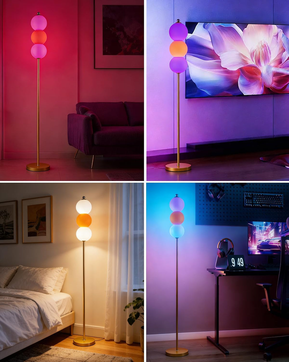 Lightdot Orange Floor Lamp Modern Standing Lamp with Touch Control, RGBW