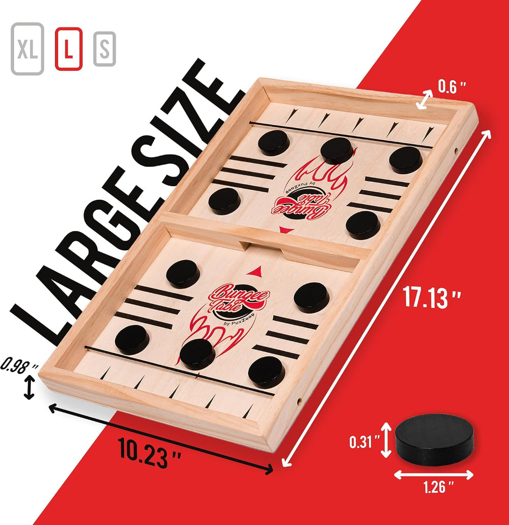 Bungee Table Fast Sling Puck Game, 2-Player Wooden Tabletop Game