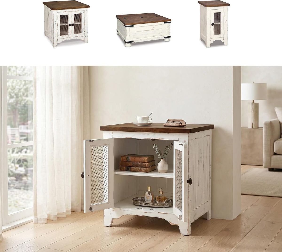 Signature Design by Ashley Wystfield End Table with Storage, White/Brown