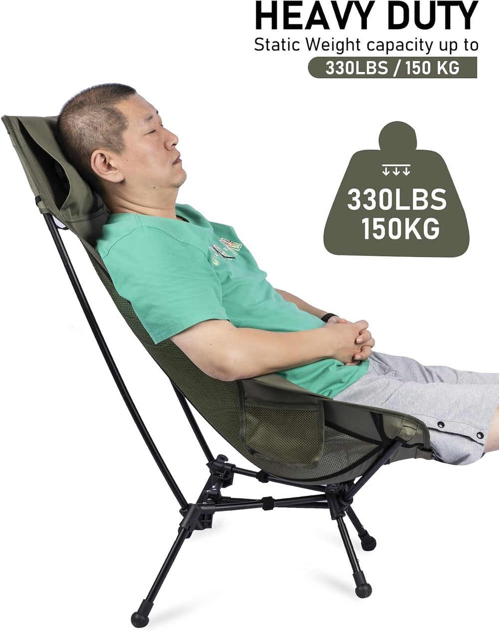 WildCall Lightweight Folding Camping Chair Anti-Sinking Chair, High Back