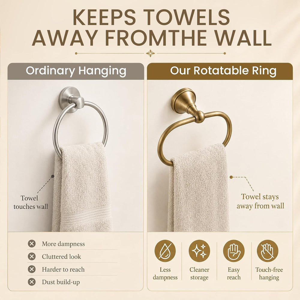 2 Pcs Toilet Paper Holder & Brass Towel Ting, Antique Brass Bathroom Bcce...