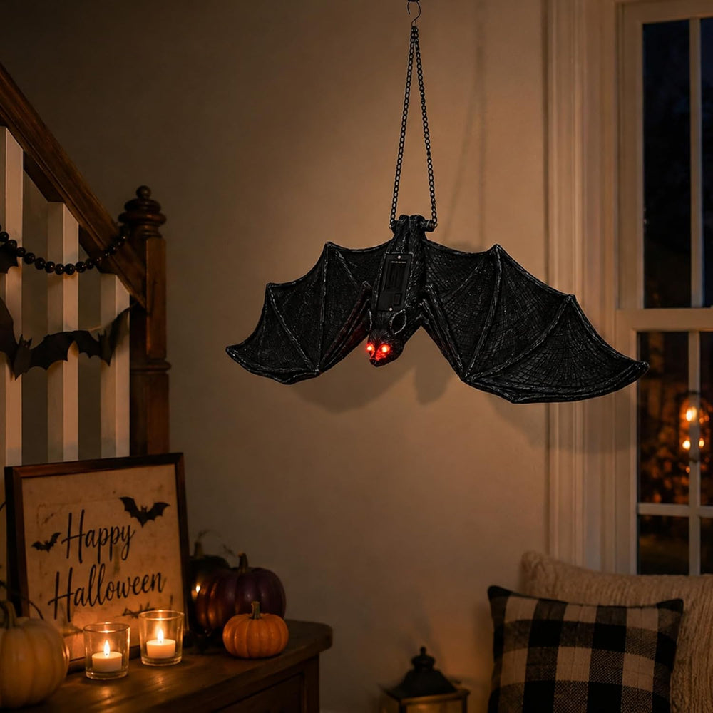 Goodeco Solar Hanging Bat - 19.7'' Large Outdoor Halloween Decor