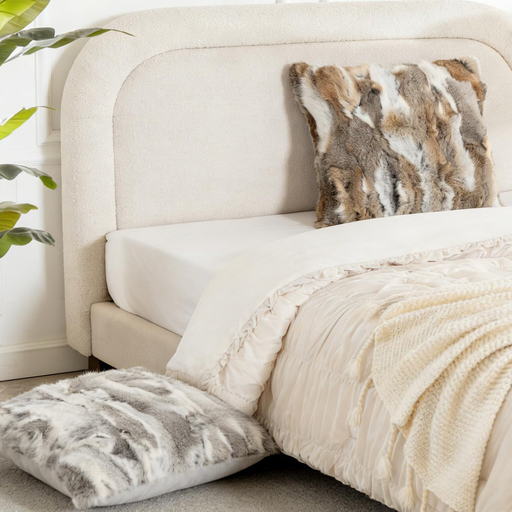 Rabbit Fur Throw Pillow Covers, 20x20 in Decorative Pillowcase