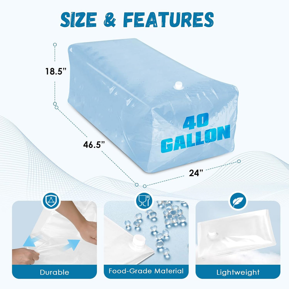 Buzzlett 3 Pcs 40 Gallon Water Storage Bladder, Foldable and Resuable