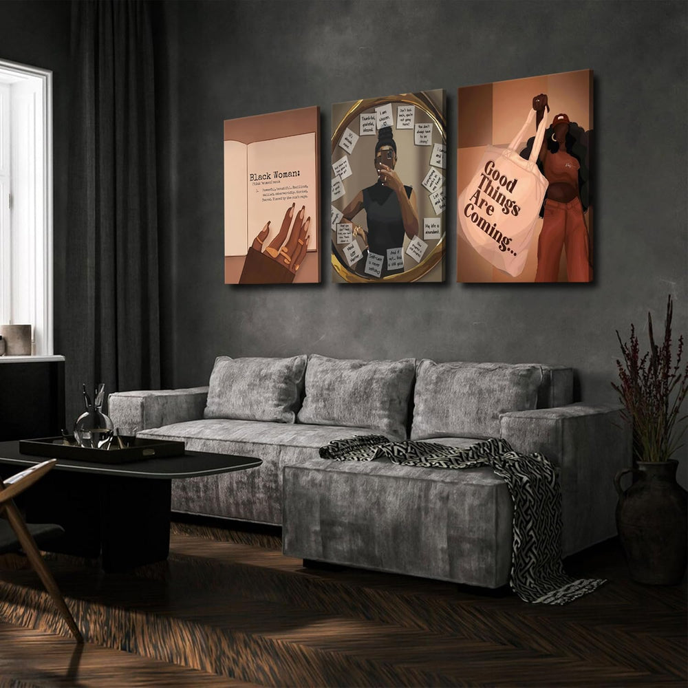 Black Girl Spiritual Wall Art, African American Woman Motivational Wall Decor...