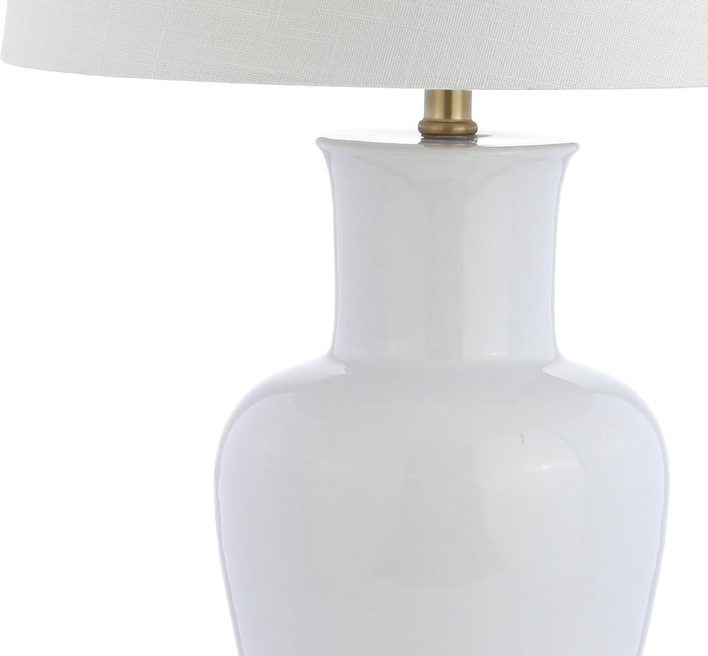 JONATHAN Y Julian Classic Ceramic Urn Metal LED Table Lamp 29", White/Gold