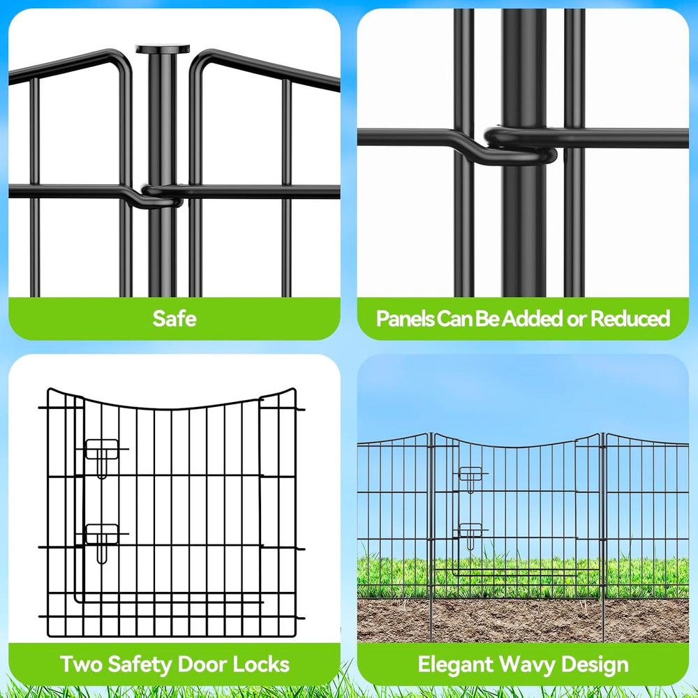 INJOPEXI Garden Fence 12 Panels 23.6ft(L)×24in(H) Decorative Garden Fences wi...