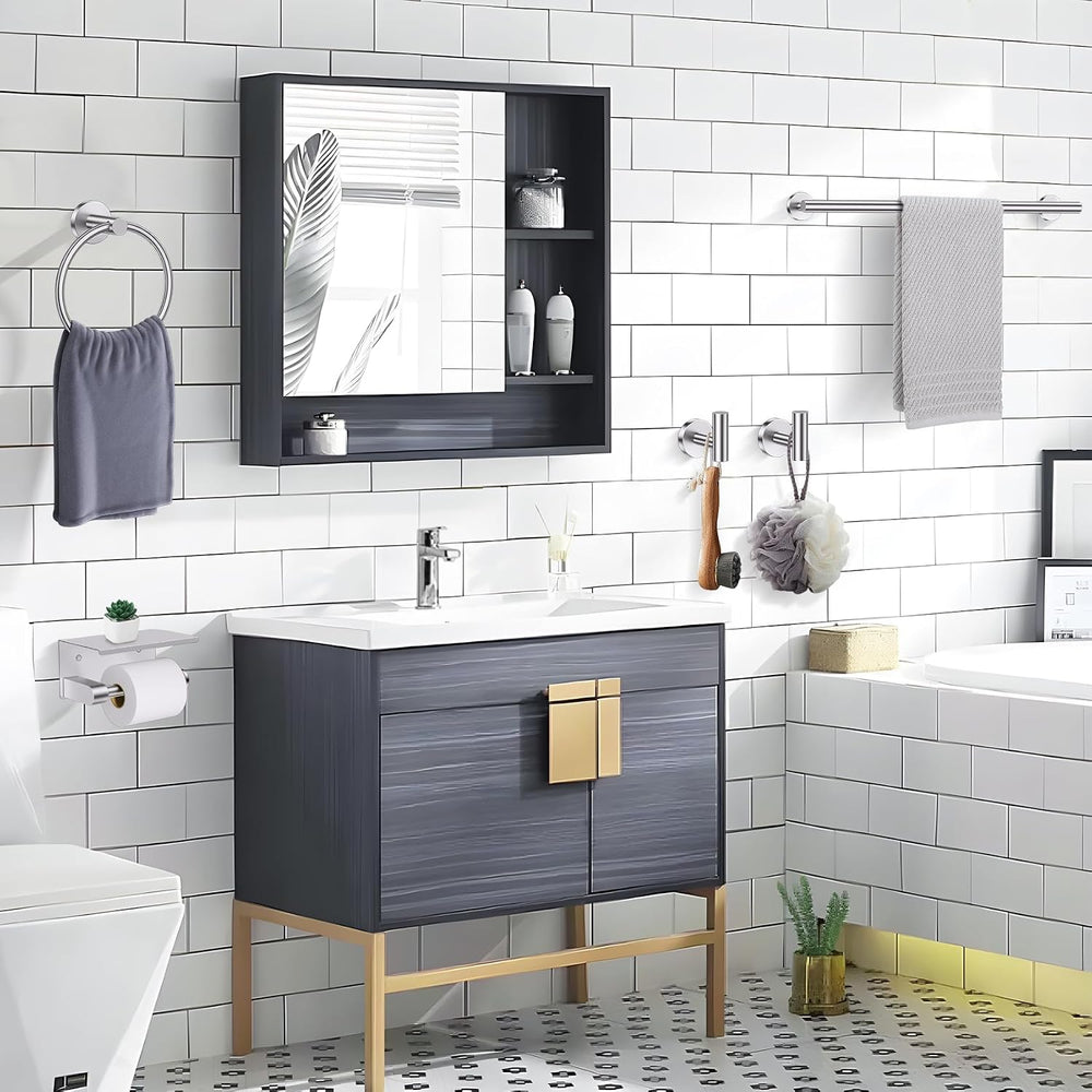 Lairuier Bathroom Hardware Set Brushed Nickel Towel Holder Set Wall Mounted