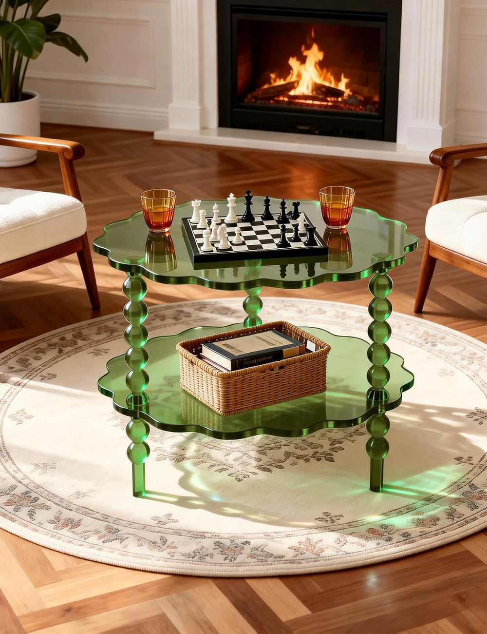Acrylic Coffee Table, Small Round Modern Coffee Table for Living Room,23.6&qu...