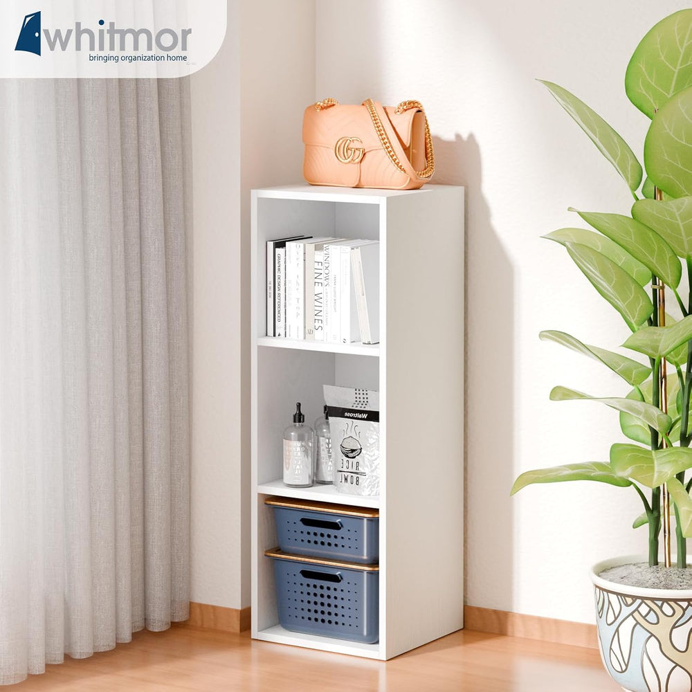 Whitmor 3 Cube Bookcase Stackable MDF Storage Organizer 11 Inch