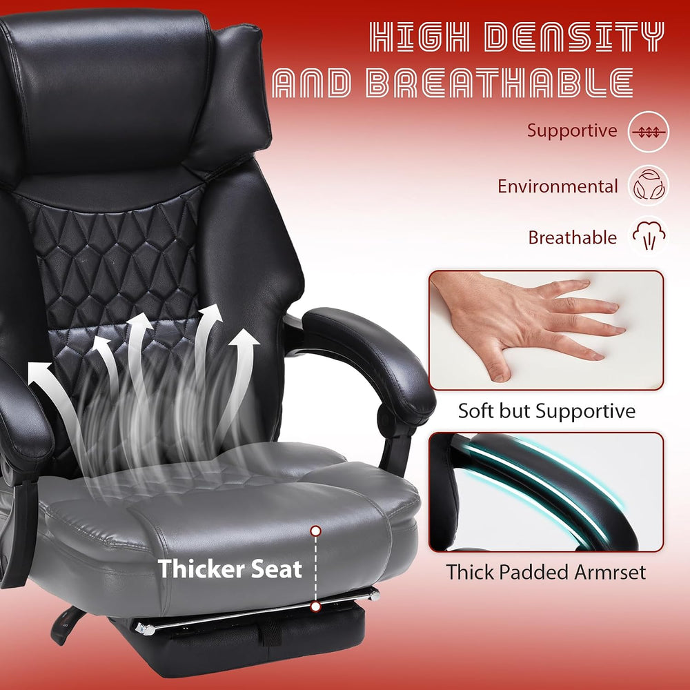 Massage Office Chair with Foot Rest 6 Points Vibration and Heat Home Office D...
