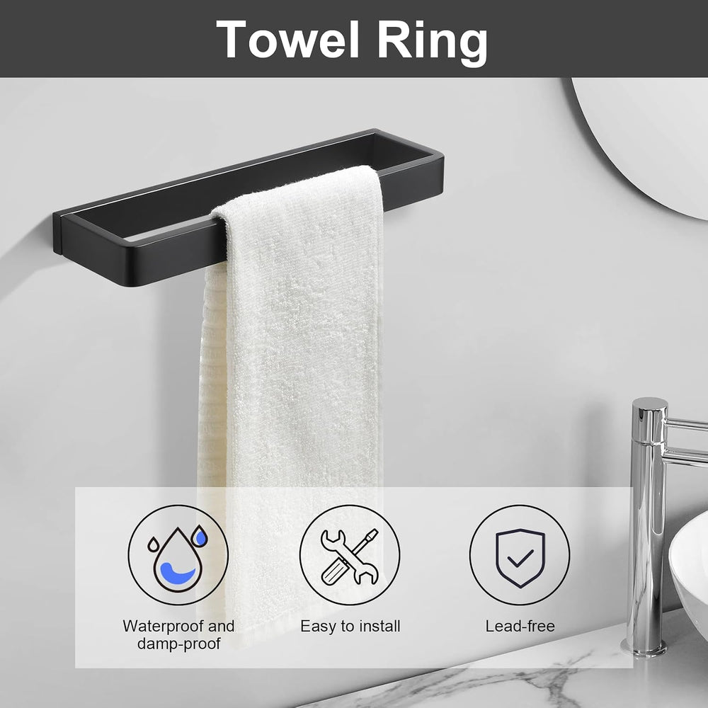 YACVCL 4-Piece Matte Black Bathroom Hardware Accessories Set, Bath Towel Bar ...