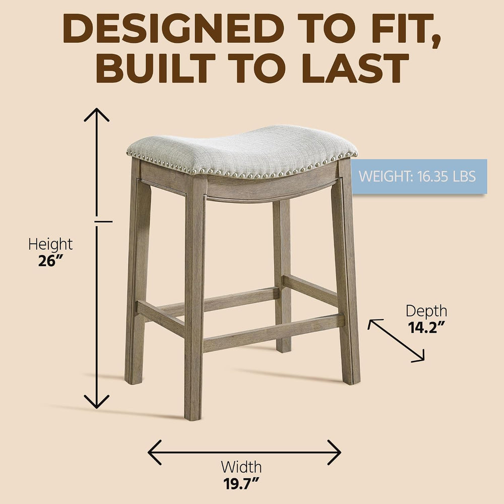 ROME + OAK Parker 26" Backless Saddle Stool, Reclaimed Oak, Set of 2