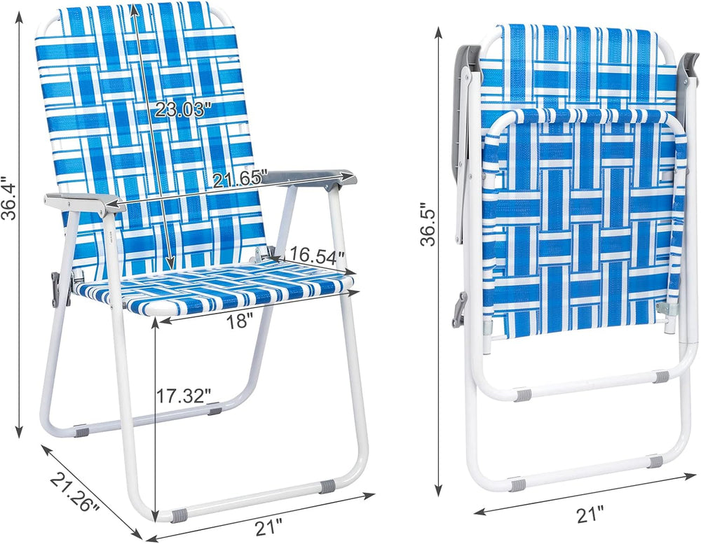 Outvita Webbed Lawn Chairs Set of 2, Easy Open & Lightweight Blue