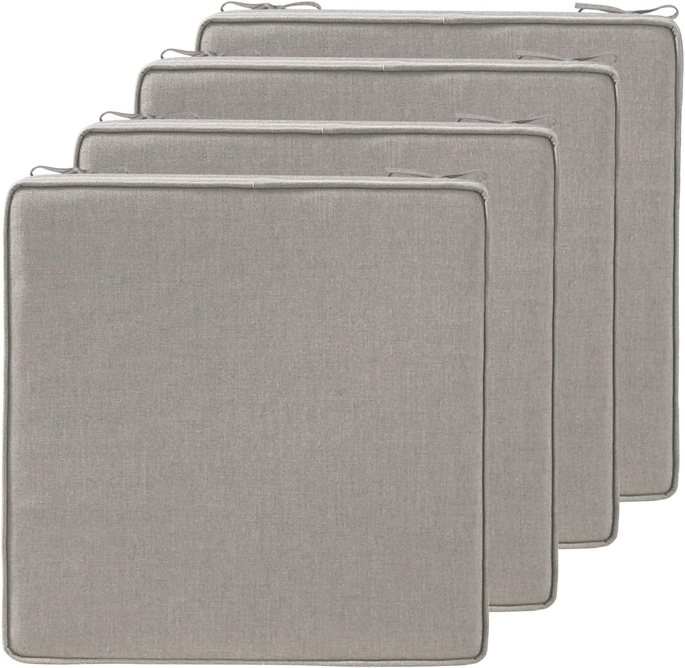19 x 19 Inch Sunbrella Outdoor Chair Cushions with Tie Straps, Set of 4 Thick...