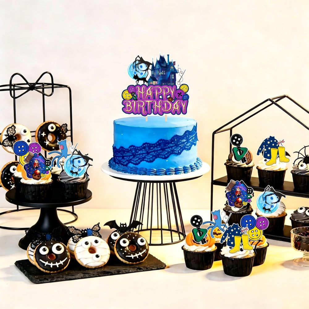 40Pcs Horror Birthday Party Decorations Blue Purple Theme Birthday Party Supp...