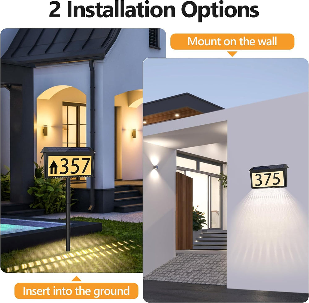 Nazuwke House Numbers for Outside Solar Powered, 2 Pack Solar Address Sign