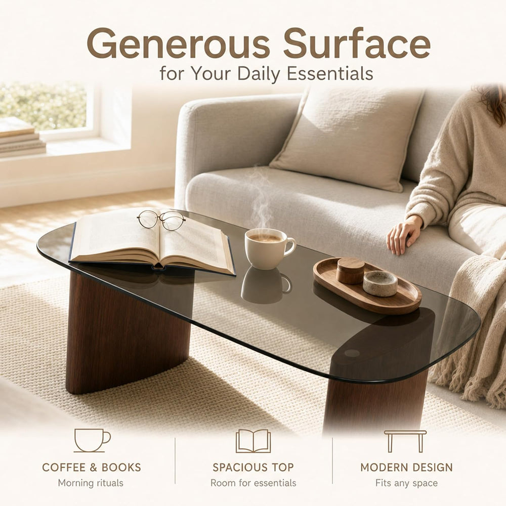 Modern Glass Coffee Table, Coffee Table for Living Room,Tempered Glass-top wi...