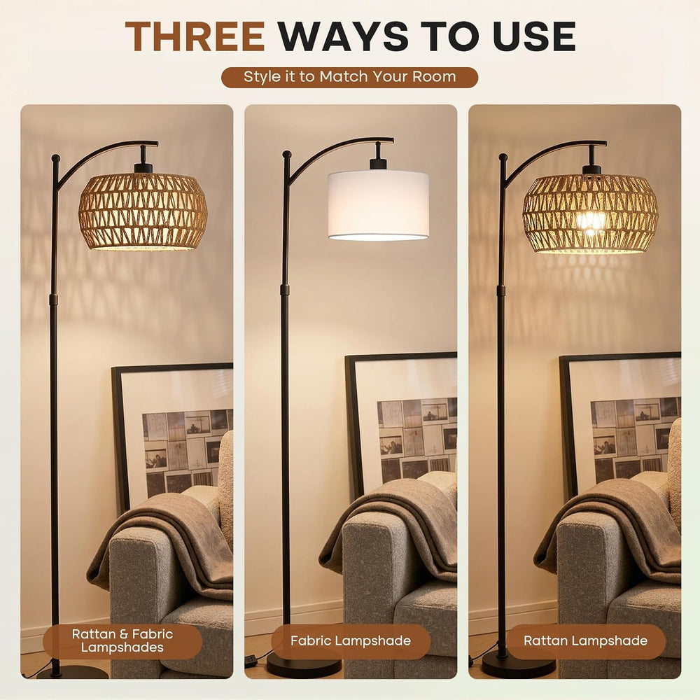 Boho Rattan Lamp Shade, 12.2" Top x 12.2" Bottom x 6.06" High,...