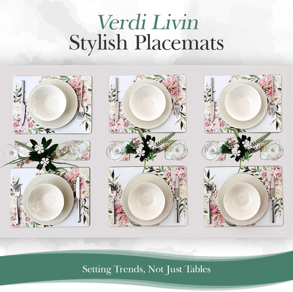 Cork Placemats Set of 6 Matching Coasters I Heat Resistant Place Mats for Din...