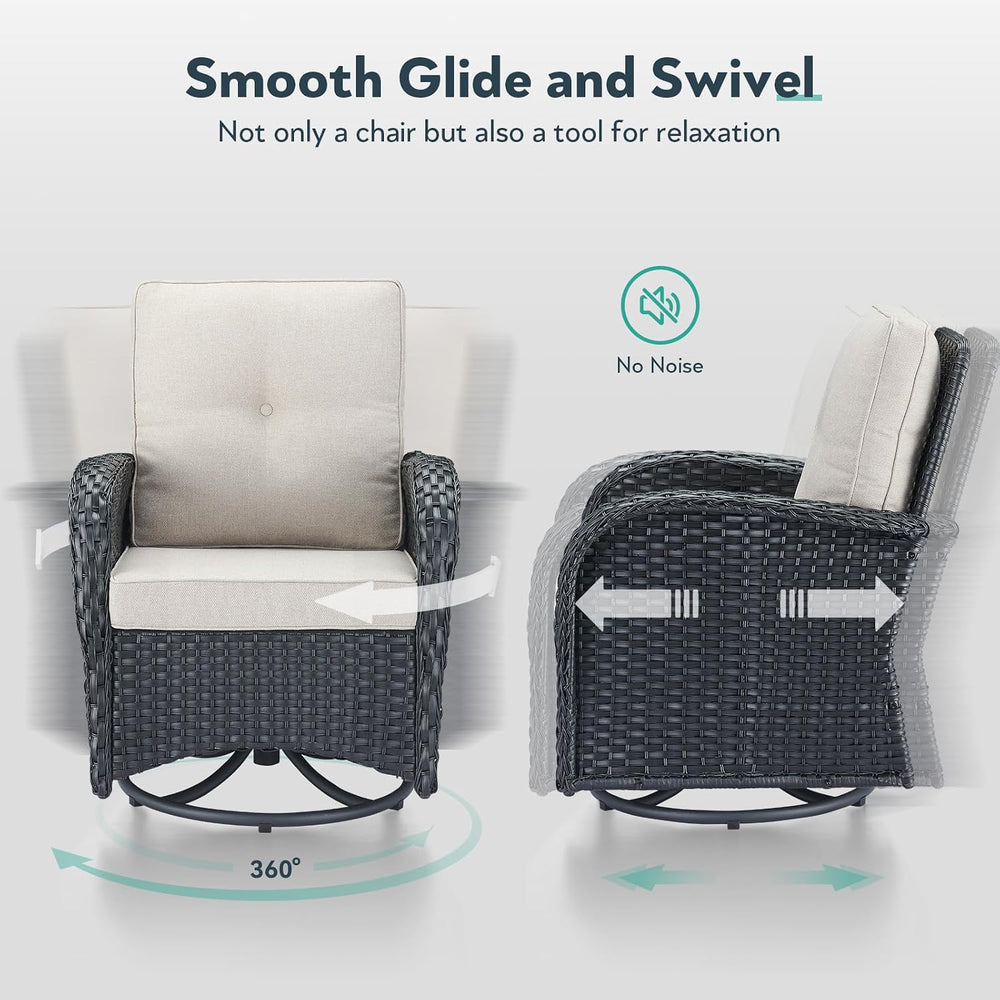 Outdoor Swivel Glider Rocker Chairs - 3 Piece Patio Furniture Set, Patio Bist...
