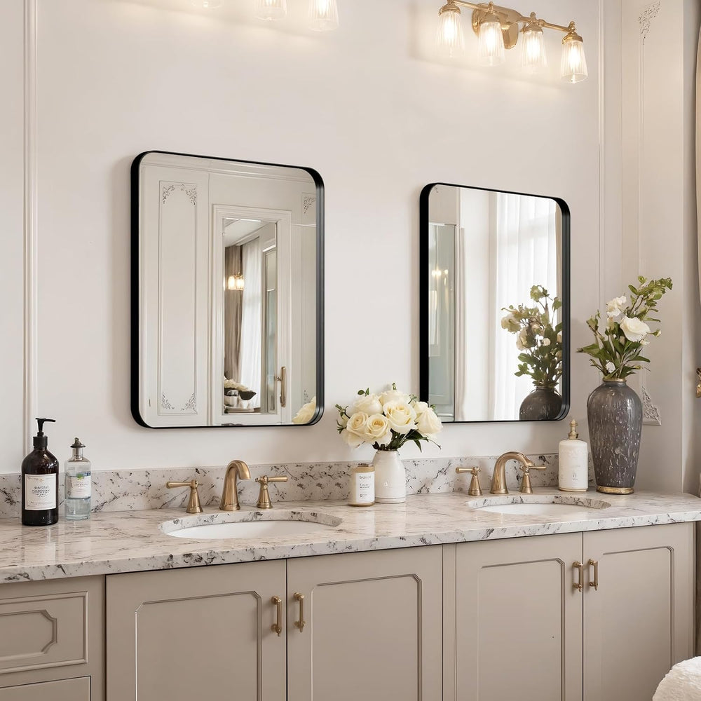 Kosmonia 20"x16" Bathroom Vanity Mirror for Wall Metal Framed Matte...