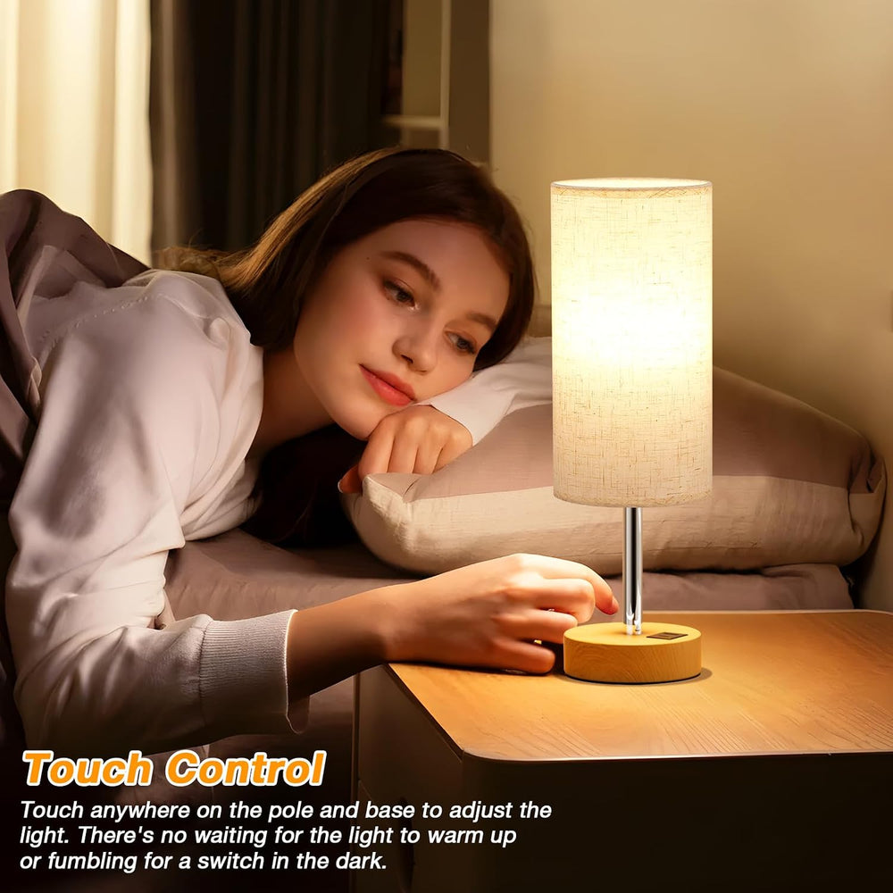 Dicoool Bedside Table Lamp Set of 2-3-Way Dimmable Touch Lamp, USB A+C