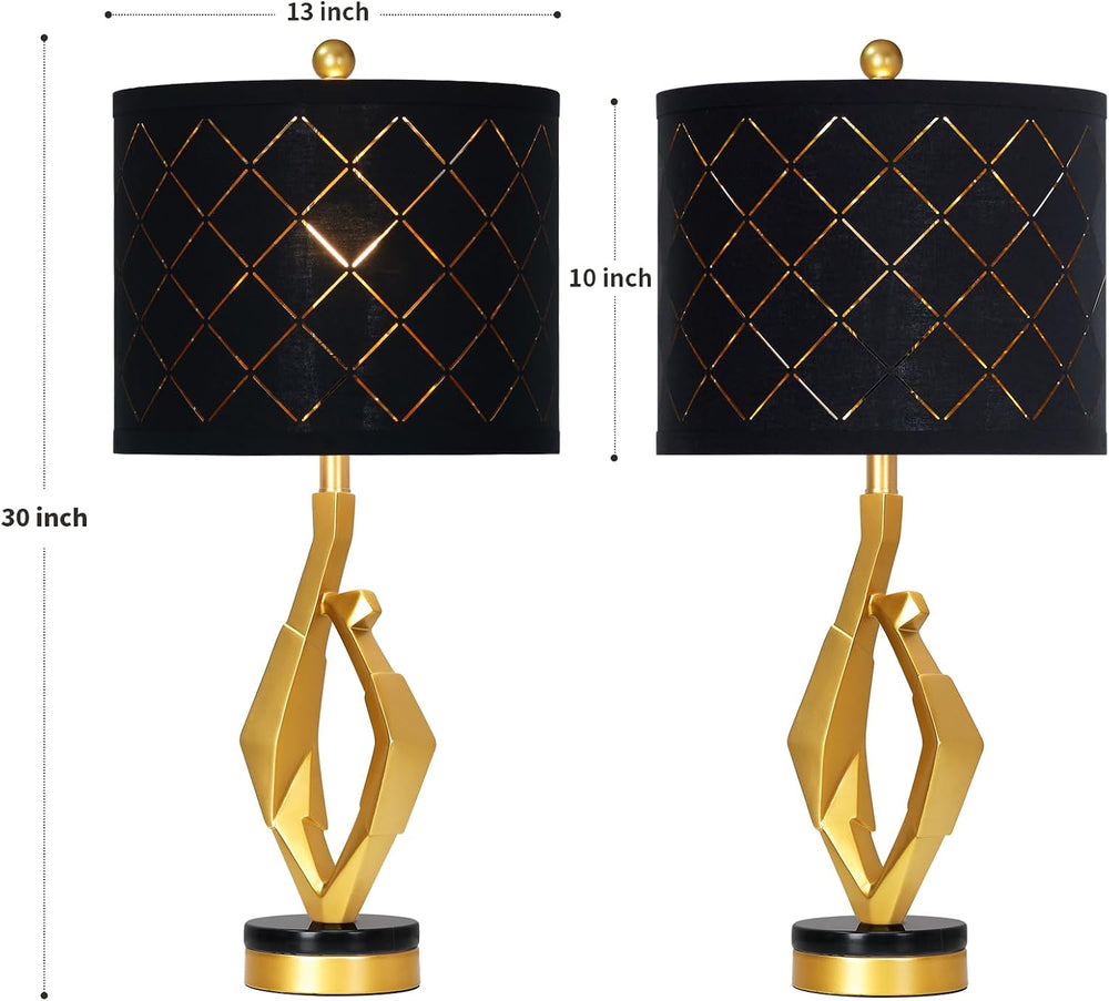 CINSARY 30" Tall Black and Gold Table Lamp for Living Room Bedroom Single