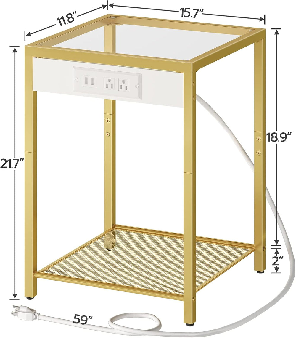 HOOBRO Side Table with Charging Station, Set of 2 End Tables with USB Port