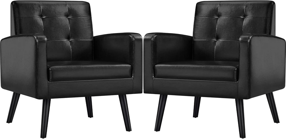 Yaheetech Mid Century Accent Chairs Set of 2 Living Room Chairs Black