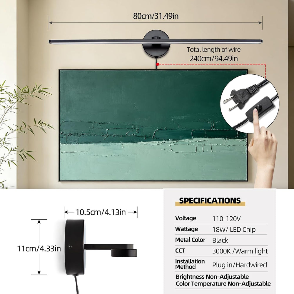 32" Plug in Bathroom Light Fixtures,Vanity Lights Bar,Picture Light