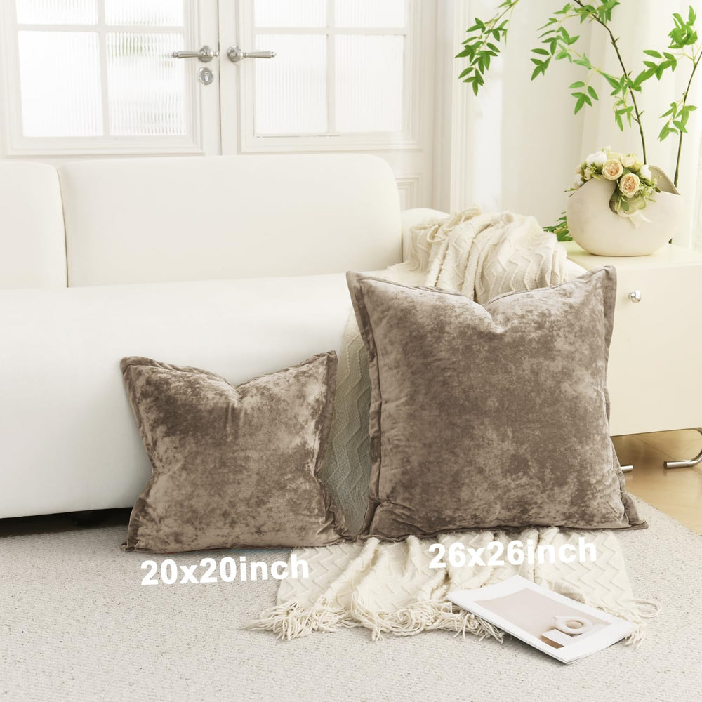 Greek Velvet Euro Sham Covers Set of 2 26x26 Luxury Soft Solid Pillow Covers ...