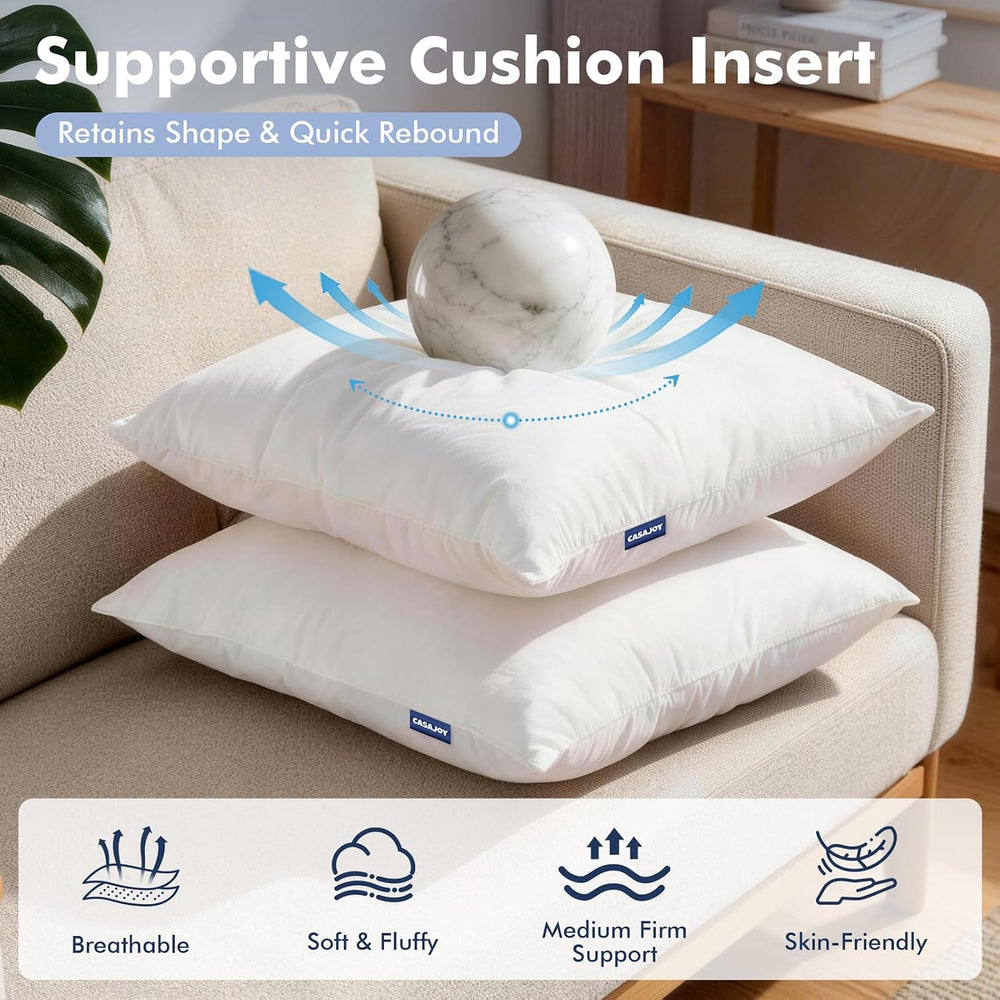 18x18 Pillow Inserts, Set of 2 Down Feather Throw Pillows for Couch