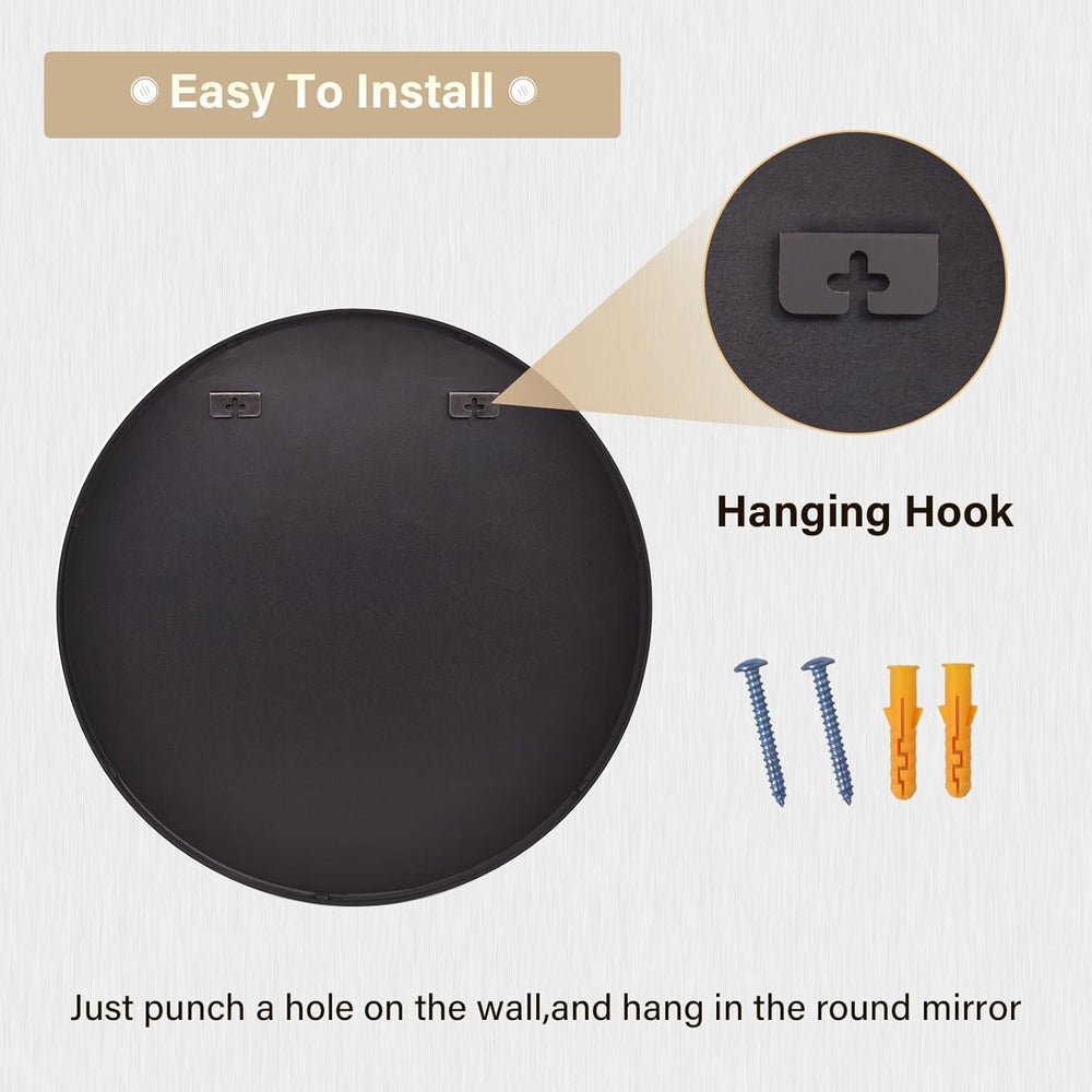 HARRITPURE Round Mirror 30 Black Wall Mounted Circle Mirrors
