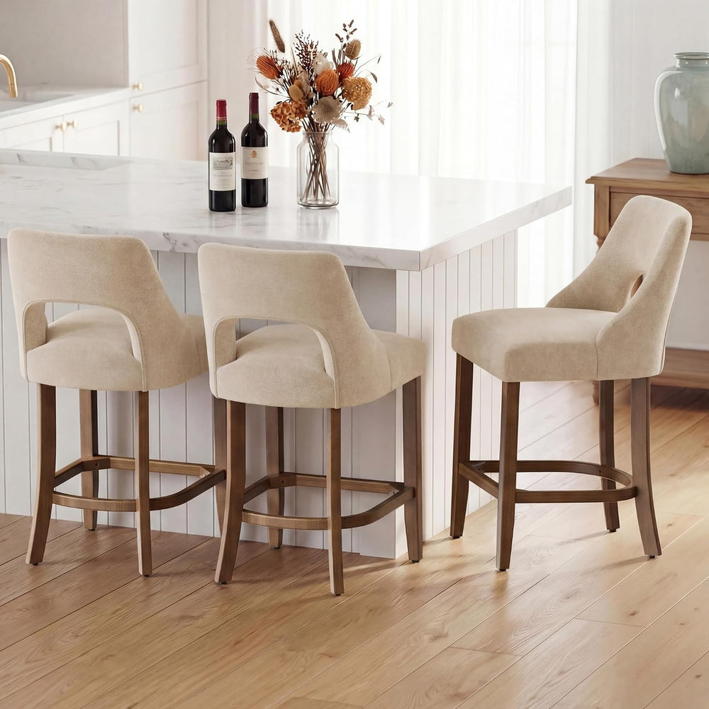 UVV Bar Stools Set of 3, Upholstered Counter Height Bar Stools, Modern Counte...