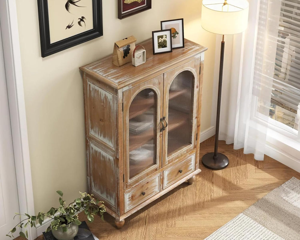 LKTART 48" Tall Solid Wood Sideboard Buffet Storage Cabinet with Drawers
