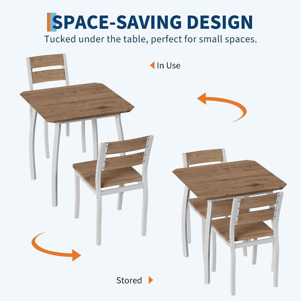 Garvee 3 Piece Dining Table Set for 2, Farmhouse Kitchen Table and Chair, Met...