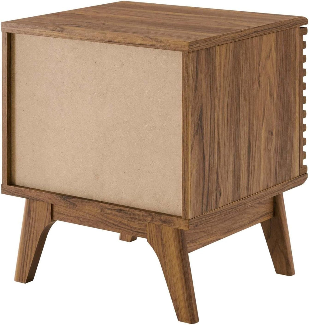 Modway Render Mid-Century Modern 19" Vinyl Record Display Stand in Walnu...