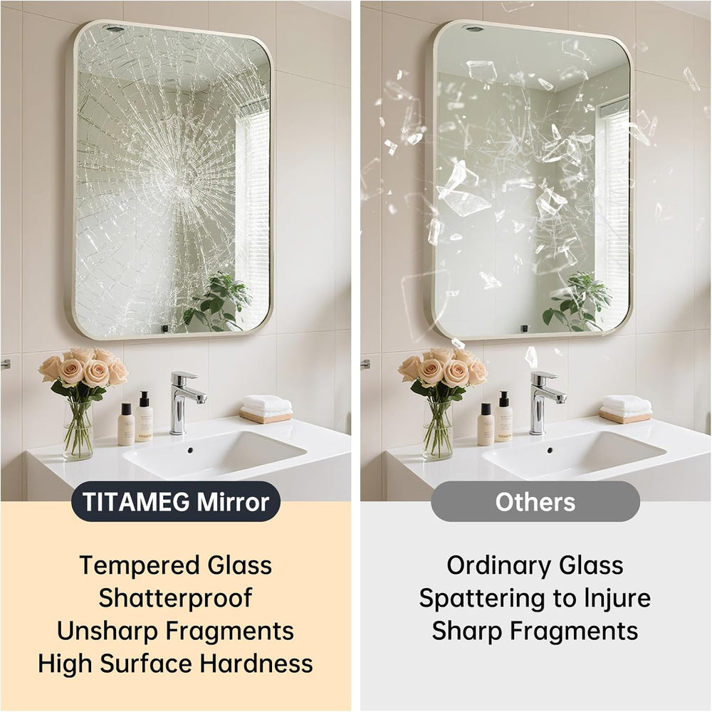 Brushed Nickel Bathroom Mirror for Over Sink, 30"x36" Aluminum Fram...